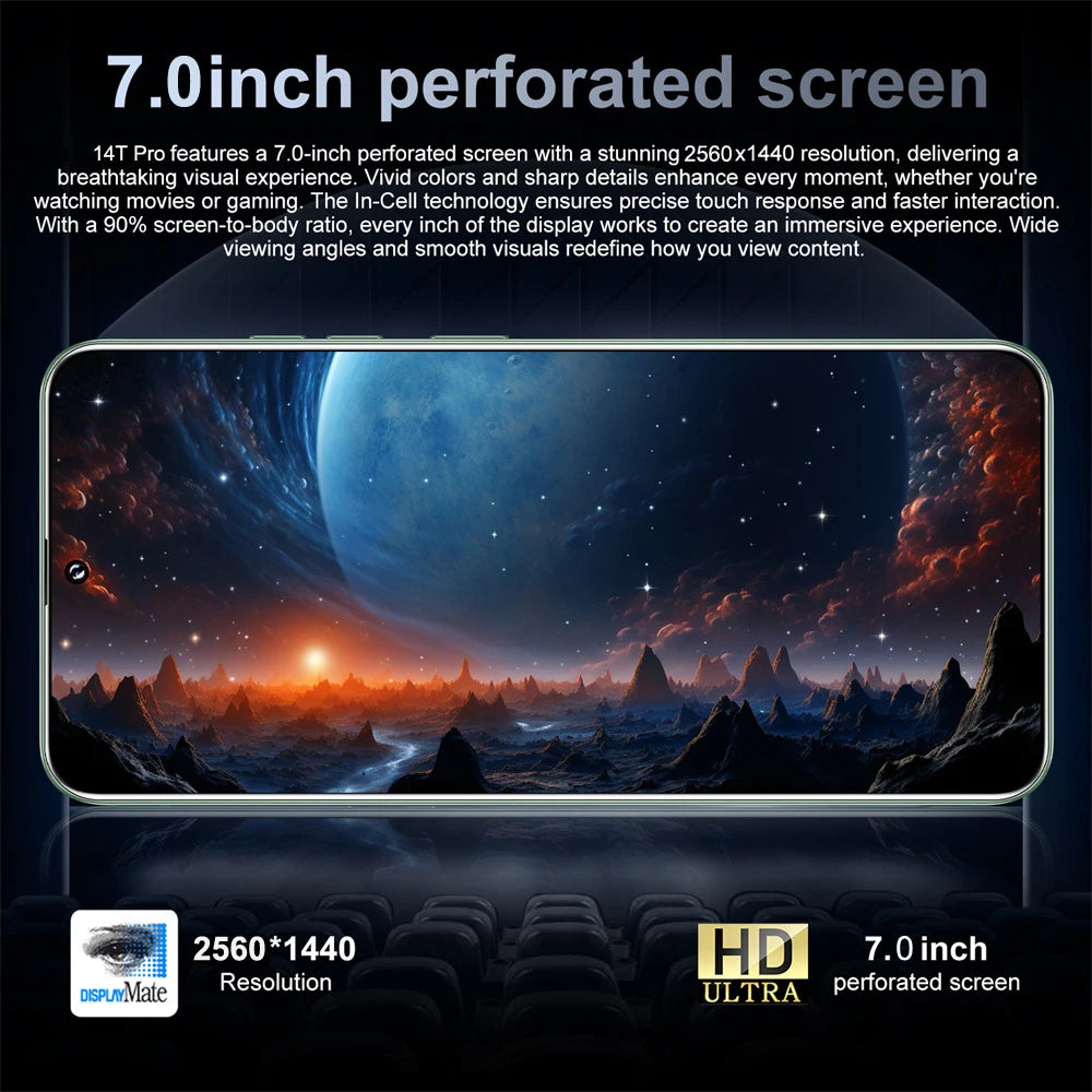 2025 novo 14t pro smartphone 5g 7.0hd cartão sim duplo 22g + 2tb telefone celular android telefones celulares desbloqueados versão global