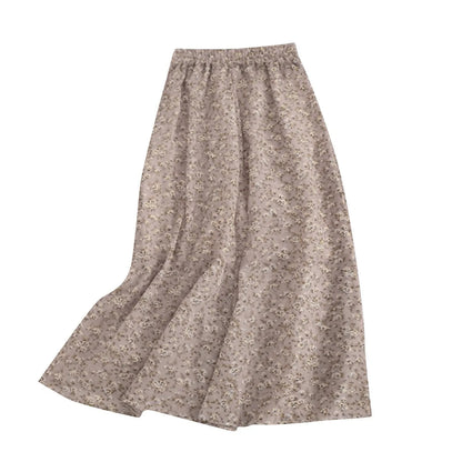 Moda feminina e all-match primavera e verão casual retro temperamento floral impresso saia falda larga elegante para mujer