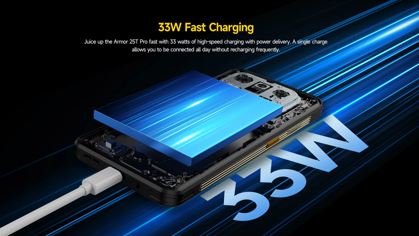 Ulefone armor 25t pro 5g telefone robusto com imagem térmica android 14 33w 64mp visão noturna smartphone nfc à prova de água