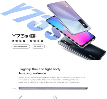 VIVO Y73S 5G 6,44in 2400x1080px Android CPU Dimensidade 720 4100mAh 48MP Câmeras usadas telefone