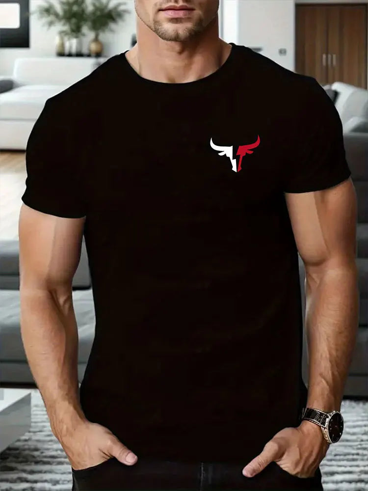 Camiseta masculina com estampa de caveira 3d, camiseta casual diária de verão para esportes fitness, camiseta de manga curta masculina da moda de rua