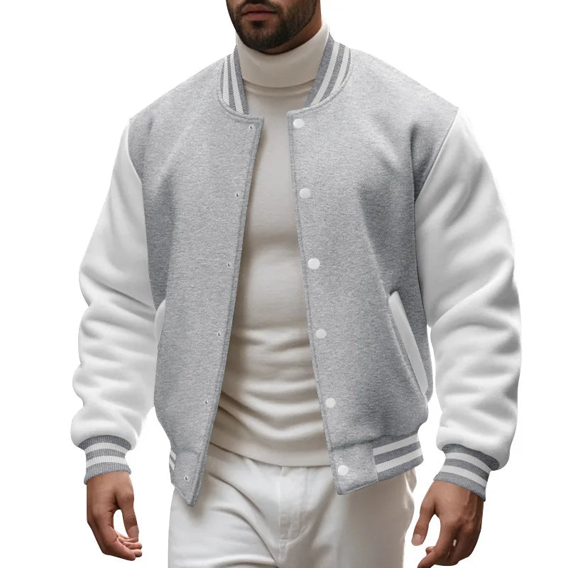 Cross-border men's autumn and winter flight jacket baseball jersey velvet loose casual stand-up jacket men