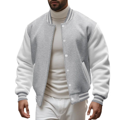 Cross-border men's autumn and winter flight jacket baseball jersey velvet loose casual stand-up jacket men