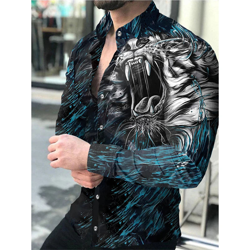 2024 camisa de manga longa masculina casual all-match moda rua camisa masculina lapela único breasted manga longa topo roupas masculinas