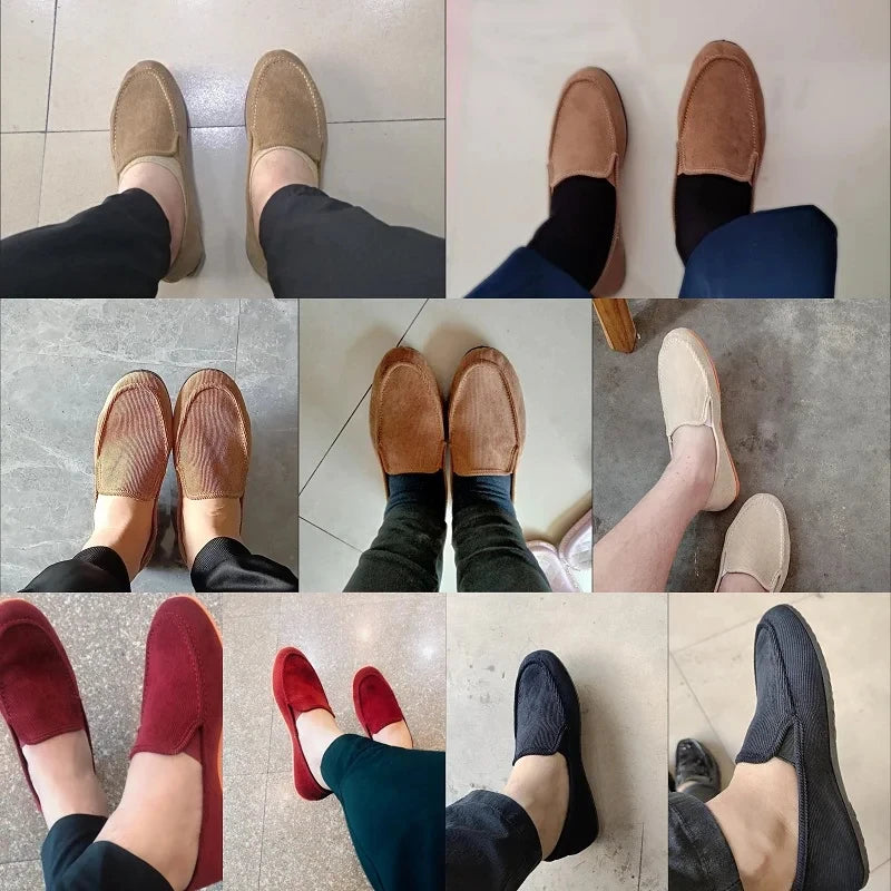 Mocassins de lona tamanho grande masculino, tênis planos simples, sapatos casuais masculinos, sapatos de caminhada, vintage, baratos