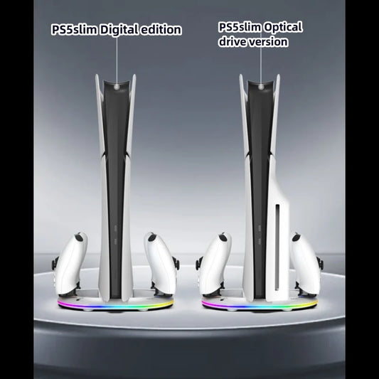 PS5pro, PS5slim Console de jogos Unidade óptica base de suporte vertical digital com luzes P5 controlador duplo carregador de assento montagem de fone de ouvido