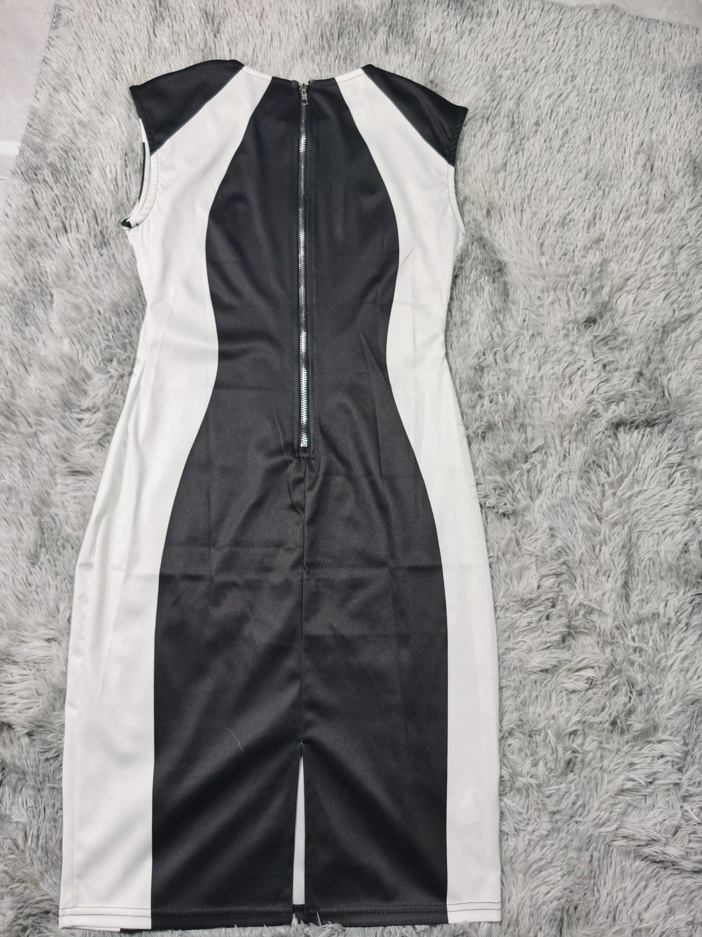 Mulheres elegantes vestidos de festa clube 2025 verão moda colorblock em torno do pescoço bodycon vestido sem mangas casual mini vestido preto