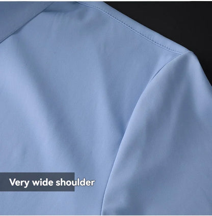 Nova alta qualidade de seda gelo negócios masculinos casual camisa de manga curta verão ultra-fino respirável esportes ao ar livre cor sólida topo