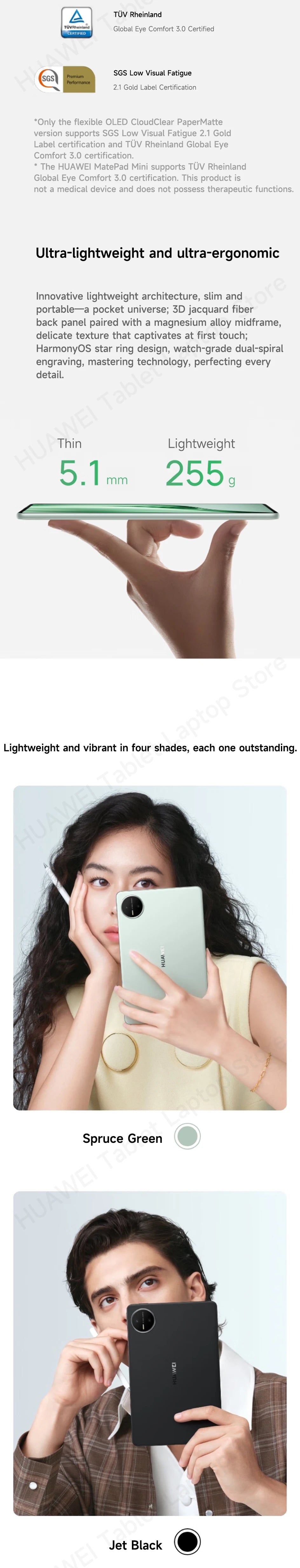 HUAWEI MatePad Mini Tablet LTE/WiFi7 8,8 polegadas OLED 2,5K 120Hz 12GB 256GB/512GB HarmonyOS 5.1