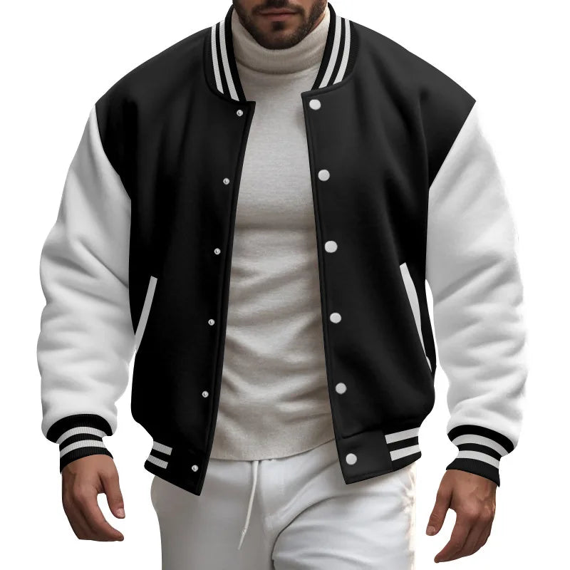 Cross-border men's autumn and winter flight jacket baseball jersey velvet loose casual stand-up jacket men