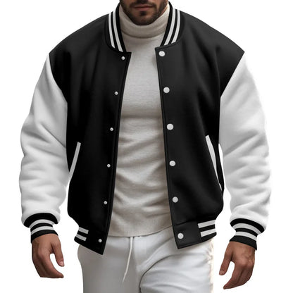 Cross-border men's autumn and winter flight jacket baseball jersey velvet loose casual stand-up jacket men