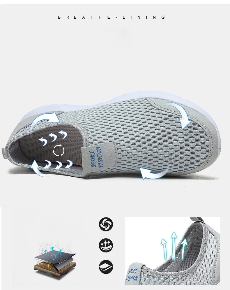 Yrzl tênis masculino malha respirável sapatos casuais ao ar livre antiderrapante tamanho grande mocassins andando leve masculino tênis