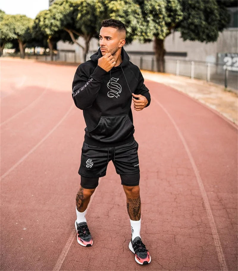 2024 verão malha esportes shorts homens de dois andares jogging correndo shorts 2 em 1 calções de ginásio dos homens de fitness treino calças curtas homem