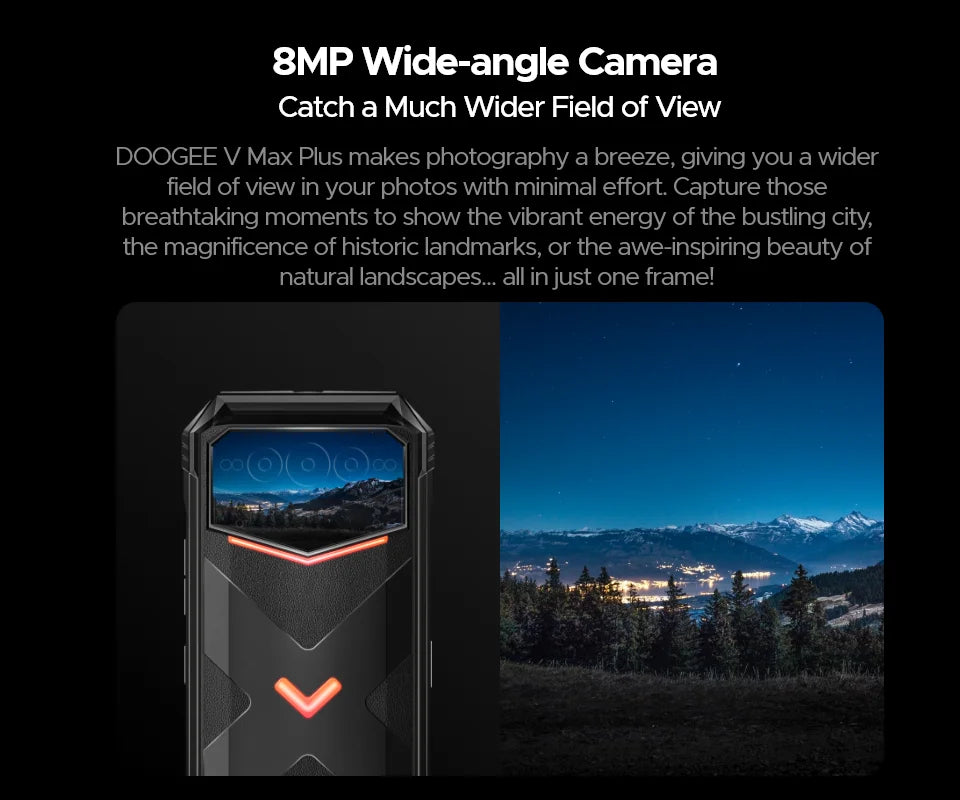 Estreia mundial doogee v max plus telefone robusto 22000mah 36gb (16 +20) 512gb 200mp câmera telefone 6.58 "120hz dimensão 7050 android14