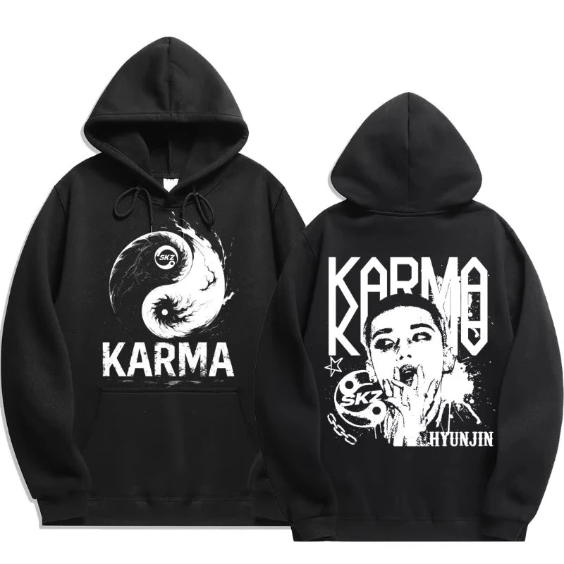 Quarto álbum de KPOP KARMA moletom com capuz masculino estampado FELIX HAN BANGCHAN CHANGBIN HYUNJIN LEE moda esportiva