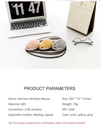 2.4g mouse sem fio roxo hamster forma ratos criativos para a menina crianças presente óptico 3d mini mouse 1200dpi gaming mause para portátil