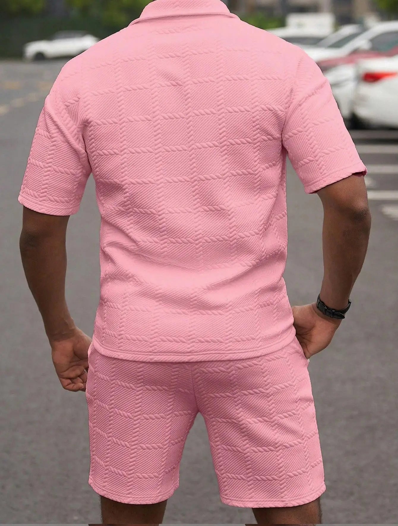 2025 verão nova tendência da moda cor sólida confortável moda leve casual masculino terno de manga curta para homem