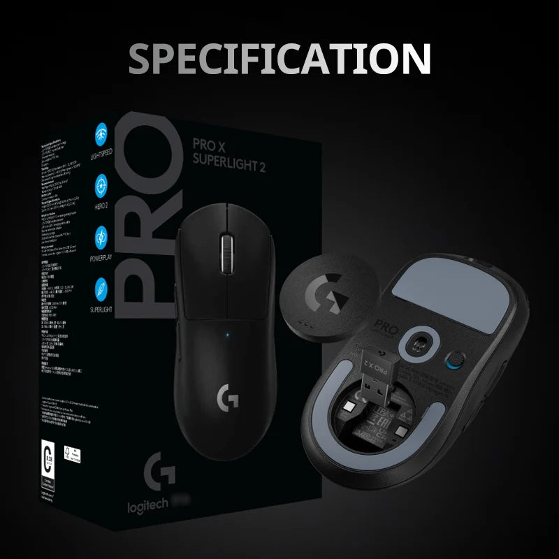 Mouse para jogos sem fio Logitech G PRO X SUPERLIGHT 2, mouse de nível profissional de 60 g com 5 botões programáveis, sensor DPI de 44k, rep de 8 kHz