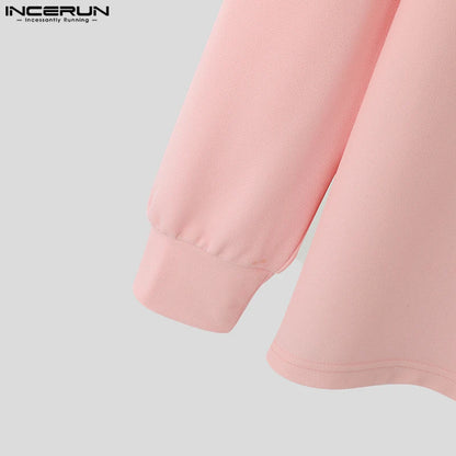 Moda estilo casual topos incerun novo masculino pilha colarinho design hoodies bonito masculino sólido manga comprida pulôver moletom 2024