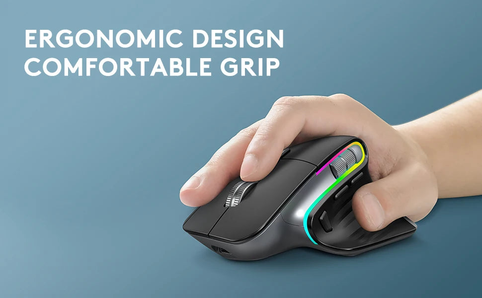 Ergonômico bluetooth 2.4g mouse tri-mode sem fio mouse para jogos USB-C rgb recarregável mause 5 dpi 9 botões para computador pc tablet