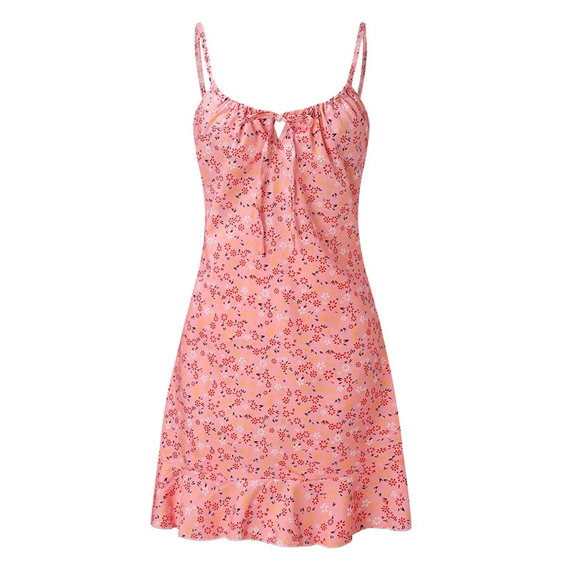 Feminino sexy casual casa pequeno floral camisola vestido verão saia confortável