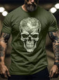 Camiseta masculina com estampa de caveira 3d, camiseta casual diária de verão para esportes fitness, camiseta de manga curta masculina da moda de rua