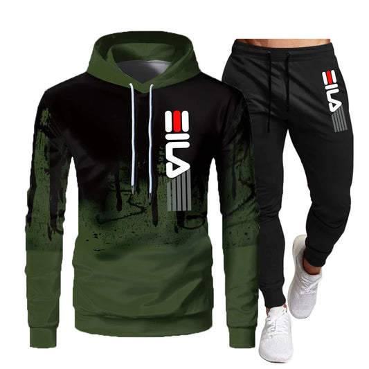2025 marca outono e inverno terno com capuz moda masculina calças de marca casual jogging terno esportes wear moletom
