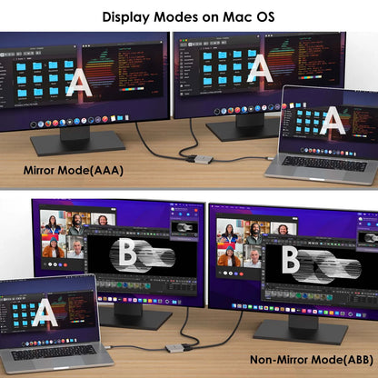 Wavlink 3-em-1 usb c para adaptador hdmi duplo com entrega de energia de 87w 4k @ 60hz para laptops macbook pro/air dell thunderbolt 3/4