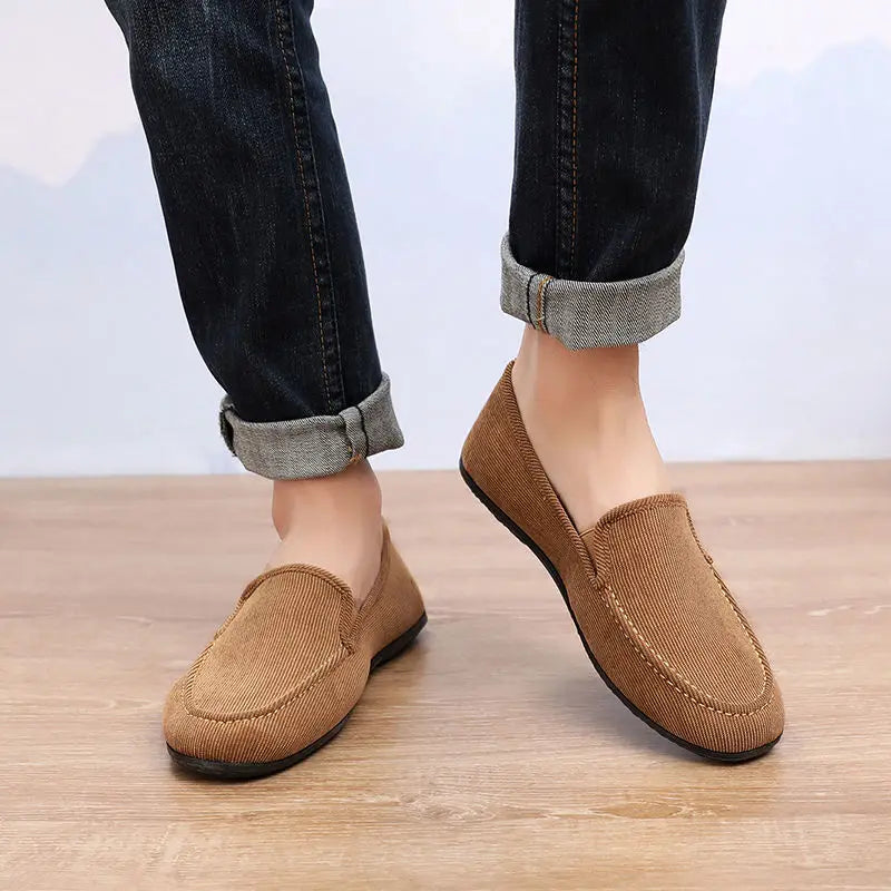 Mocassins de lona tamanho grande masculino, tênis planos simples, sapatos casuais masculinos, sapatos de caminhada, vintage, baratos