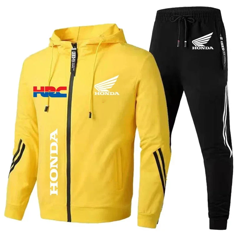 H novo agasalho honda roupas masculinas honda hrc logotipo impressão ternos de suor zip hoodies + calças 2 peça define masculino honda hrc roupas esportivas