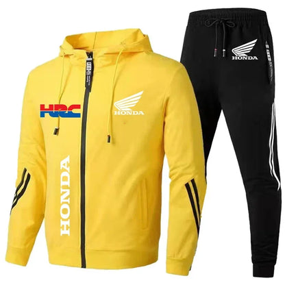H novo agasalho honda roupas masculinas honda hrc logotipo impressão ternos de suor zip hoodies + calças 2 peça define masculino honda hrc roupas esportivas