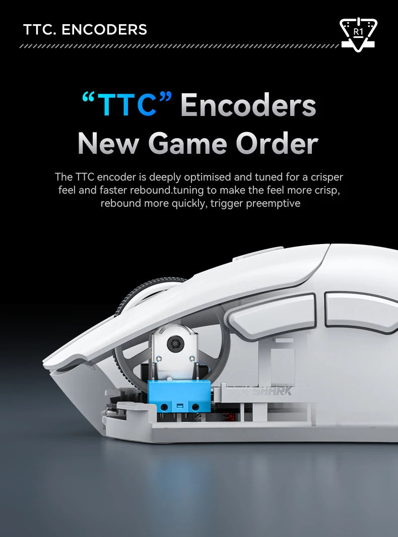 Mouse sem fio Attack Shark R1 18000dpi, 1000 Hz PAW3311, conexão Bluetooth tri-mode, mouse macro para jogos