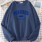 Espanha madrid est 1902 los blancos impressão dos homens com capuz roupas oversize crewneck agasalho solto pulôver masculino streetwear