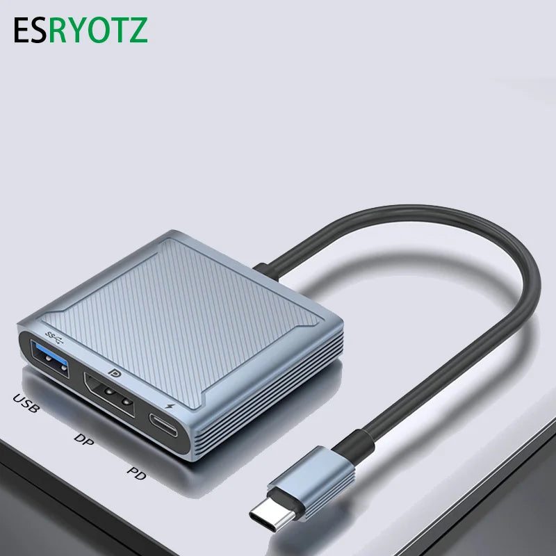 8K 60Hz USB C para Displayport 144Hz hud Thundrbolt USB-C para DP 3 em 1 Hub dock cabo Tipo C para DisplayPort 1.4 cabo para Mackbook