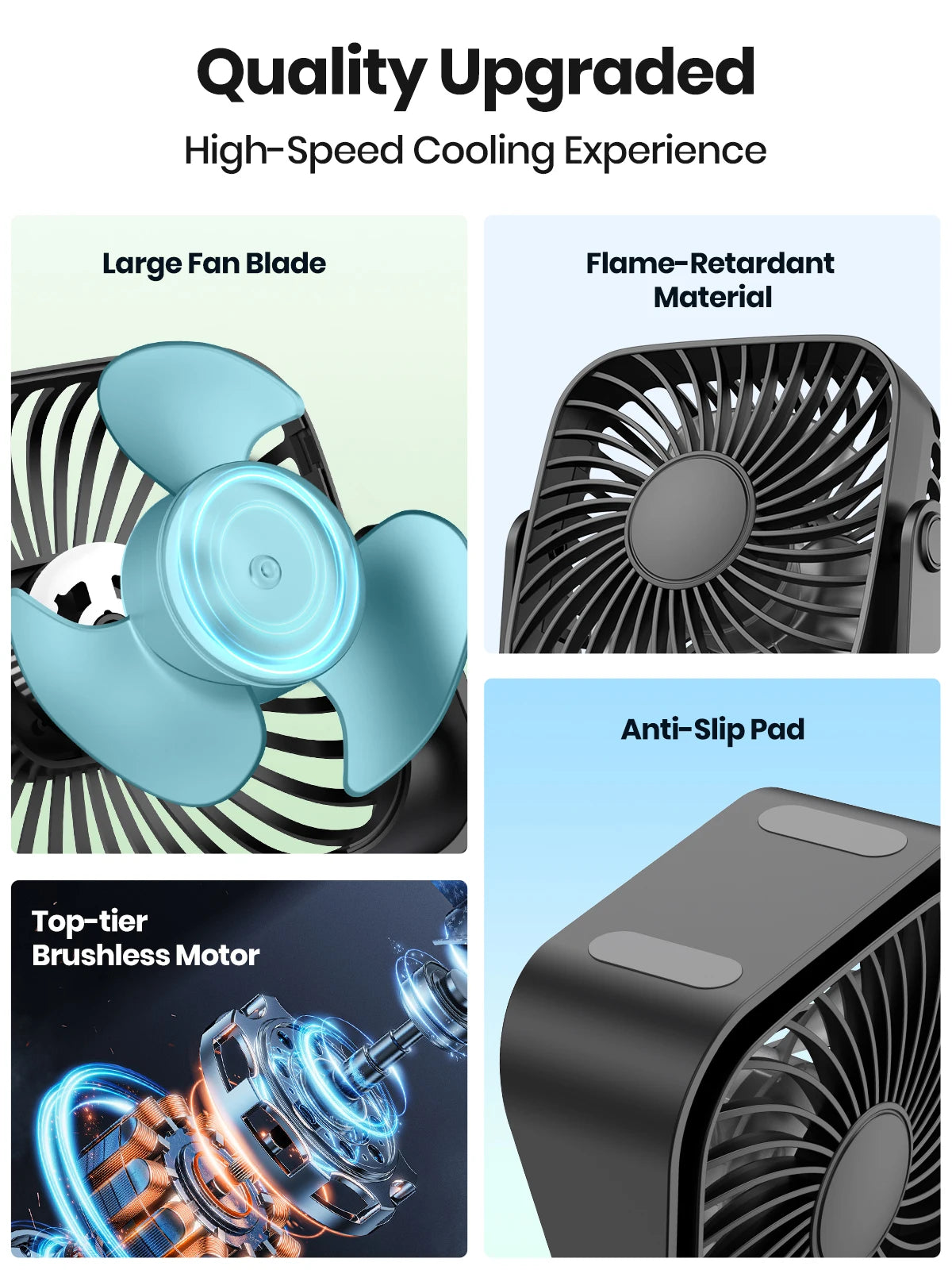 TOPK 4 Polegadas USB Mini Ventilador Portátil para Acampamento, Ventilador Pessoal de Mesa Silencioso de 3 Velocidades, 360 ° Ajuste de ventiladores de pé para sala de casa