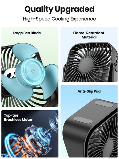 TOPK 4 Polegadas USB Mini Ventilador Portátil para Acampamento, Ventilador Pessoal de Mesa Silencioso de 3 Velocidades, 360 ° Ajuste de ventiladores de pé para sala de casa