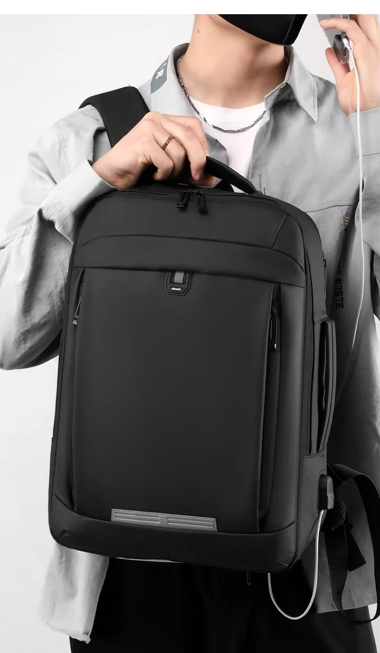 17 Polegada negócios portátil mochila à prova dwaterproof água notebook para homens saco de livro escolar expansível multifuncional carregamento usb homem mochilas