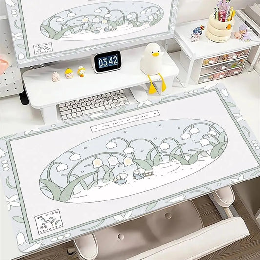 Kawaii coelho mausepad teclado de computador grande mouse pad hd tapete de mesa acessórios de escritório almofada de armário pc jogos tapete antiderrapante