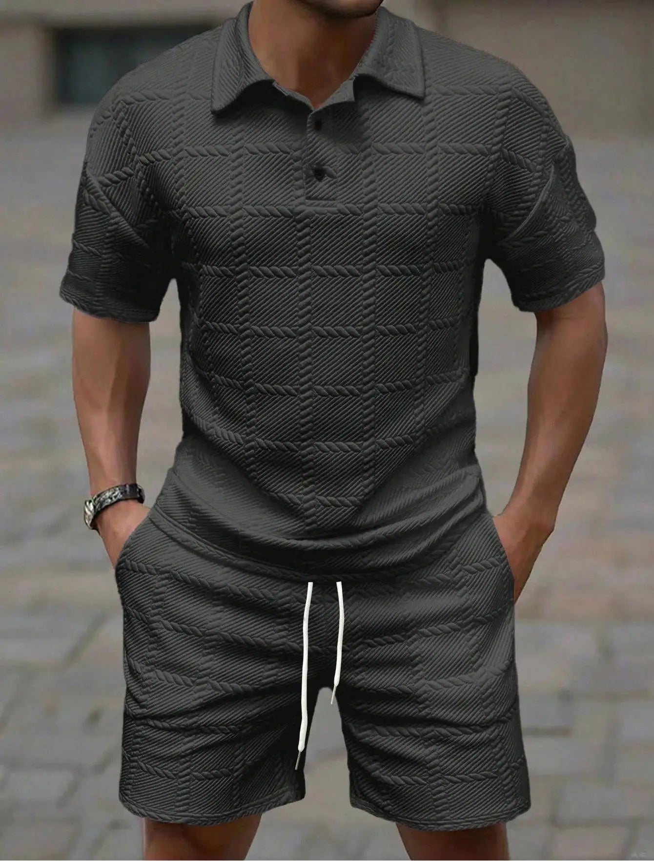 2025 verão nova tendência da moda cor sólida confortável moda leve casual masculino terno de manga curta para homem