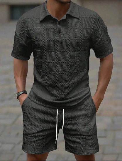 2025 verão nova tendência da moda cor sólida confortável moda leve casual masculino terno de manga curta para homem