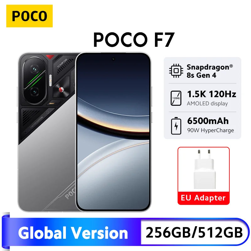 Poco f7 5g smartphone versão global 256b/512gb 6.83 "amoled 120hz snapdragon @ 8s gen 50mp câmera 6500mah bateria nfc