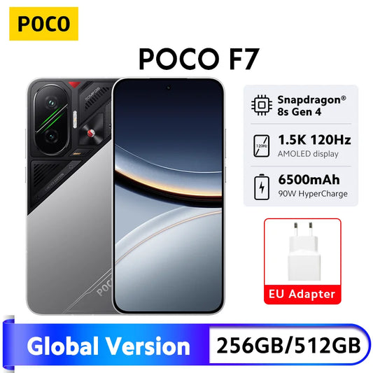 Poco f7 5g smartphone versão global 256b/512gb 6.83 "amoled 120hz snapdragon @ 8s gen 50mp câmera 6500mah bateria nfc