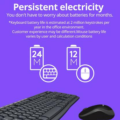 Logitech-mk270 teclado e mouse sem fio para laptop, tamanho completo, com receptor 2.4g