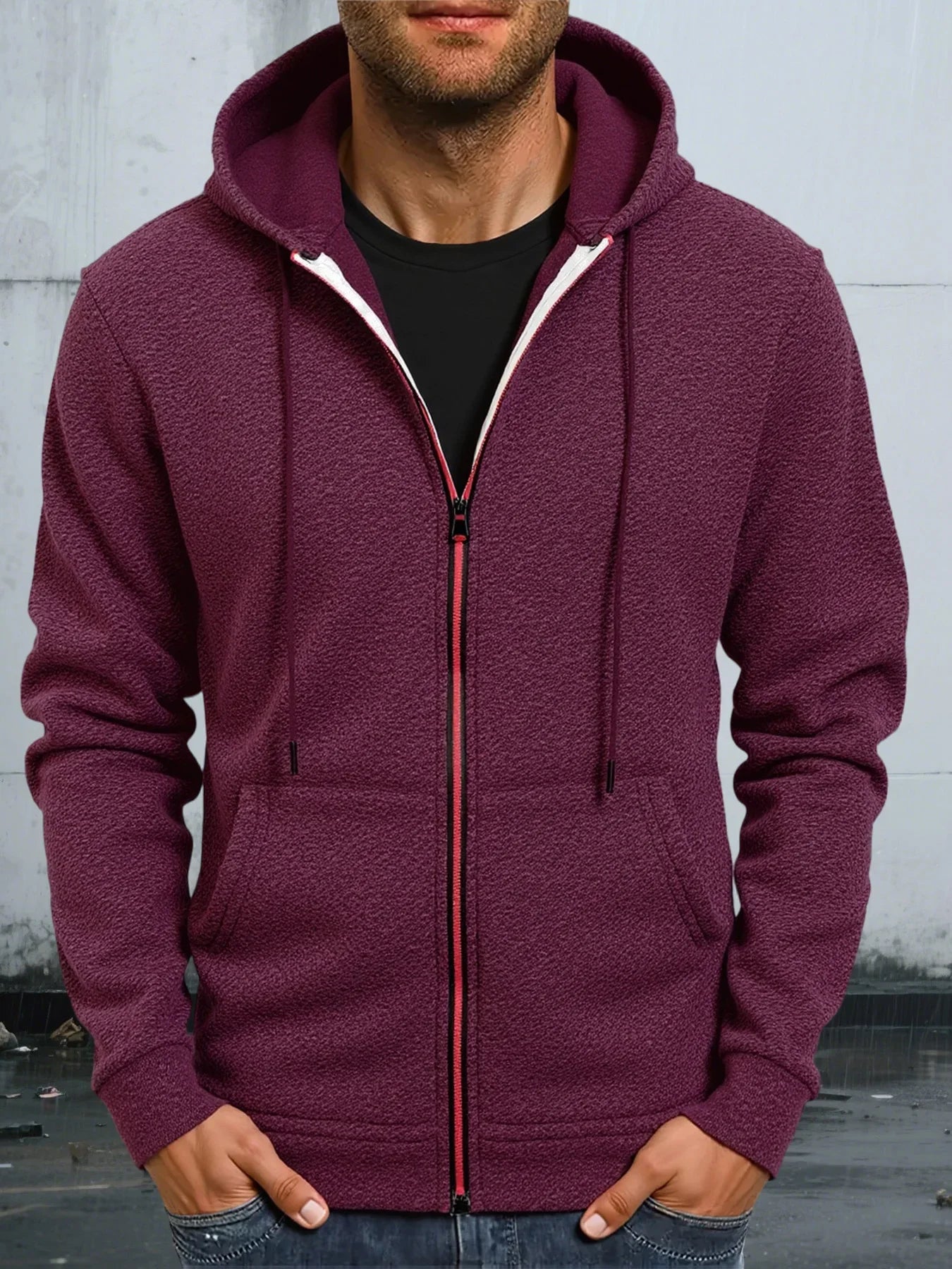 Outono casacos com capuz jaqueta para homens casual fecho de zíper moletom com capuz fino ajuste streetwear roupas esportivas masculinas