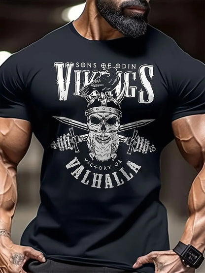 Camiseta masculina com estampa de caveira 3d, camiseta casual diária de verão para esportes fitness, camiseta de manga curta masculina da moda de rua