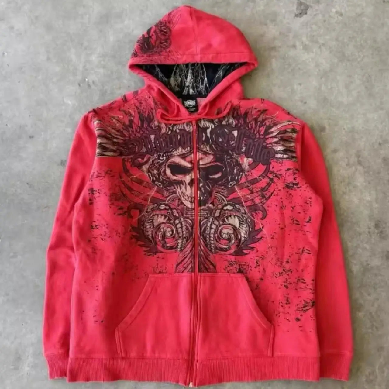 2000s crânio padrão gótico hoodie y2k zíper rosto coberto crânio padrão impresso hoodie casual punk hip hop rua retro engraçado