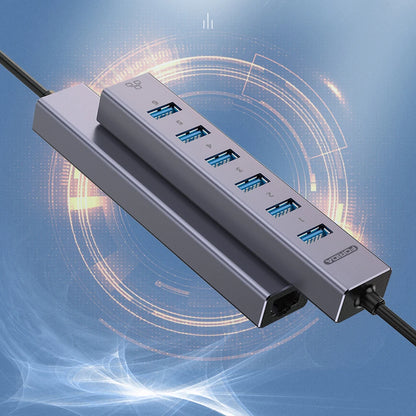 Forida USB 3.0 Hub 8 em 1 USB para rede HUB com 6 portas USB 3.0 de transmissão de dados Gigabit Ethernet e hub adaptador de alimentação 5V/3A