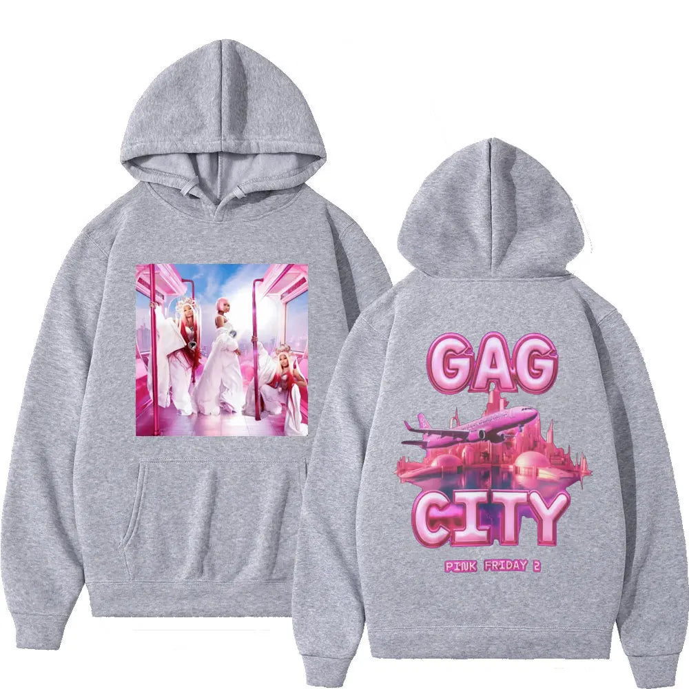 Hoodie Rapper de grandes dimensões para homens e mulheres, moletons com capuz, pullovers Hip Hop, pullovers elegantes, rapper, Nicki Minaj, Pink Friday, gráfico 2, Y2k