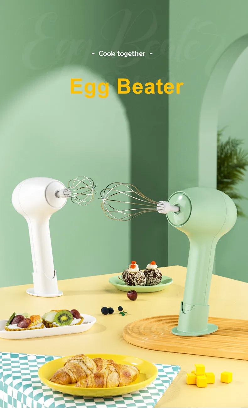 Batedor de ovos elétrico sem fio portátil mini multifuncional batedor de leite creme café misturador automático com base
