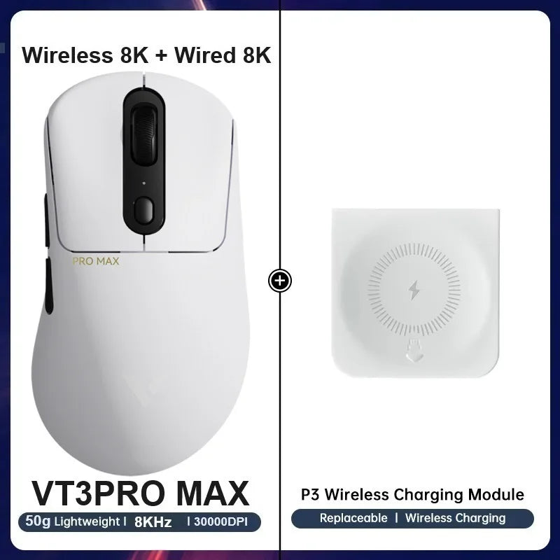 Rapoo vt3pro mouse para jogos sem fio 59g superleve 8khz taxa de pesquisa 26000 dpi paw3398 sensor óptico final longa vida útil da bateria